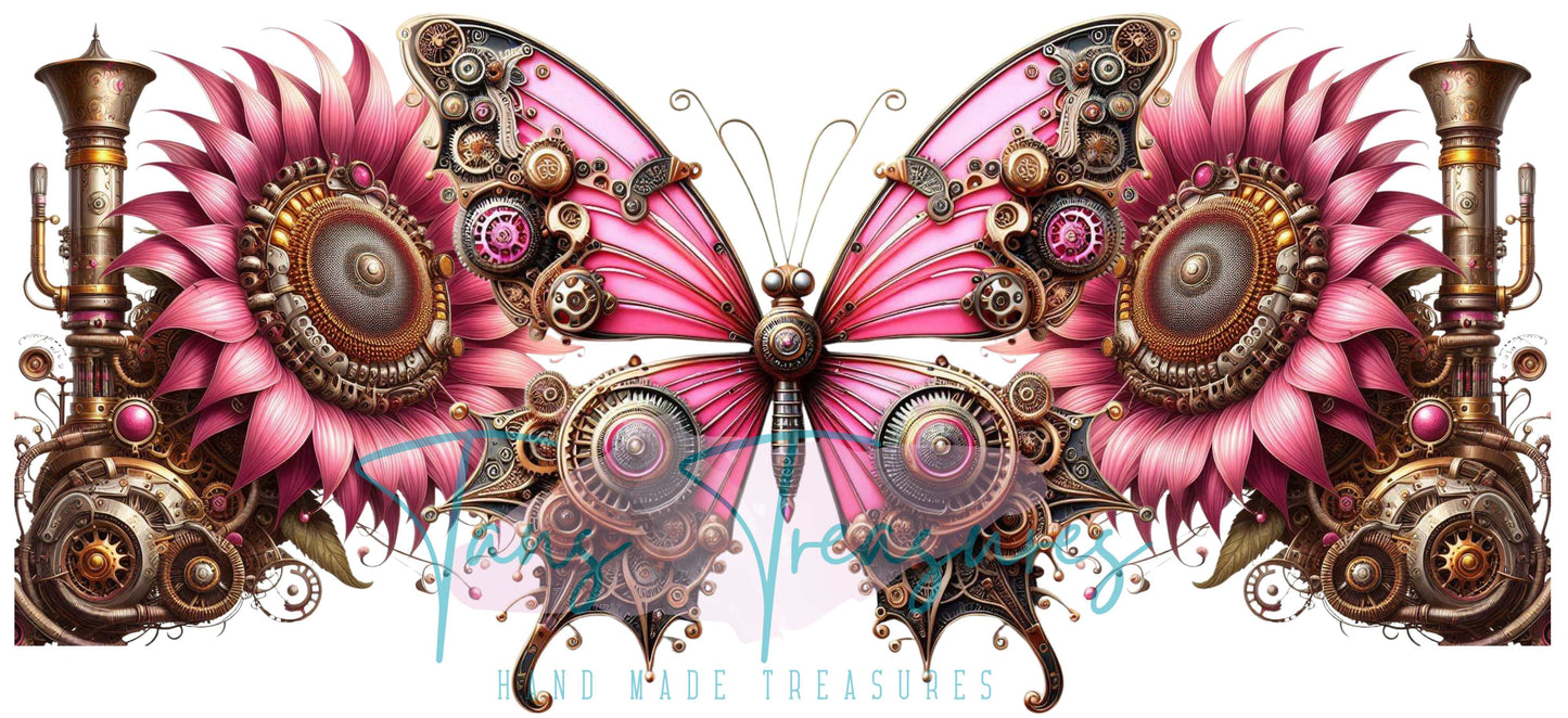 Pink steampunk butterfly
