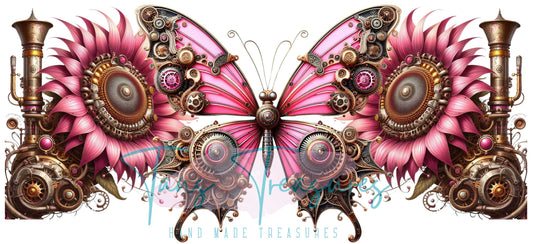 Pink steampunk butterfly