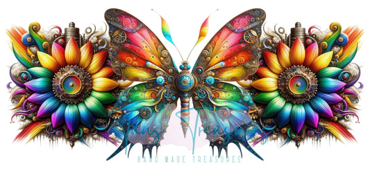 Rainbow steampunk butterfly