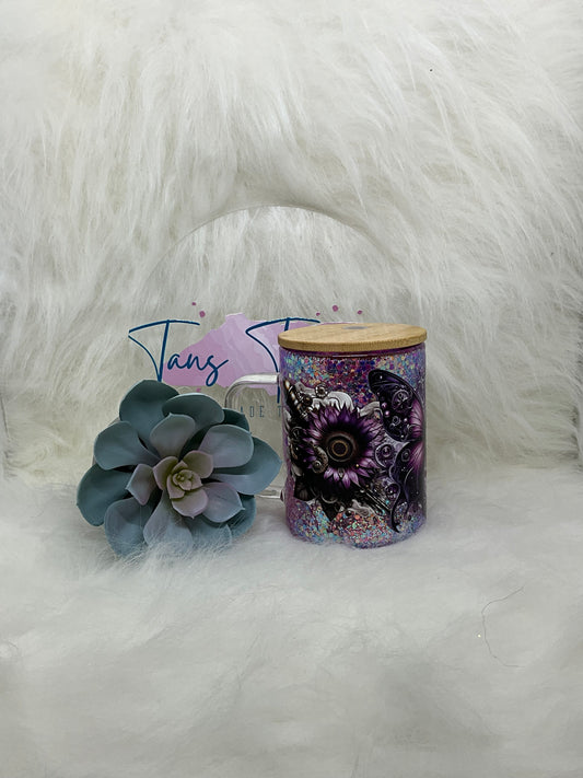 Purple Steampunk Handled Snowglobe Tumbler