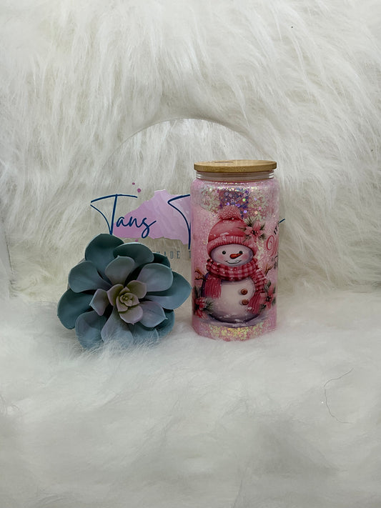 Pink Christmas Snowglobe Tumbler