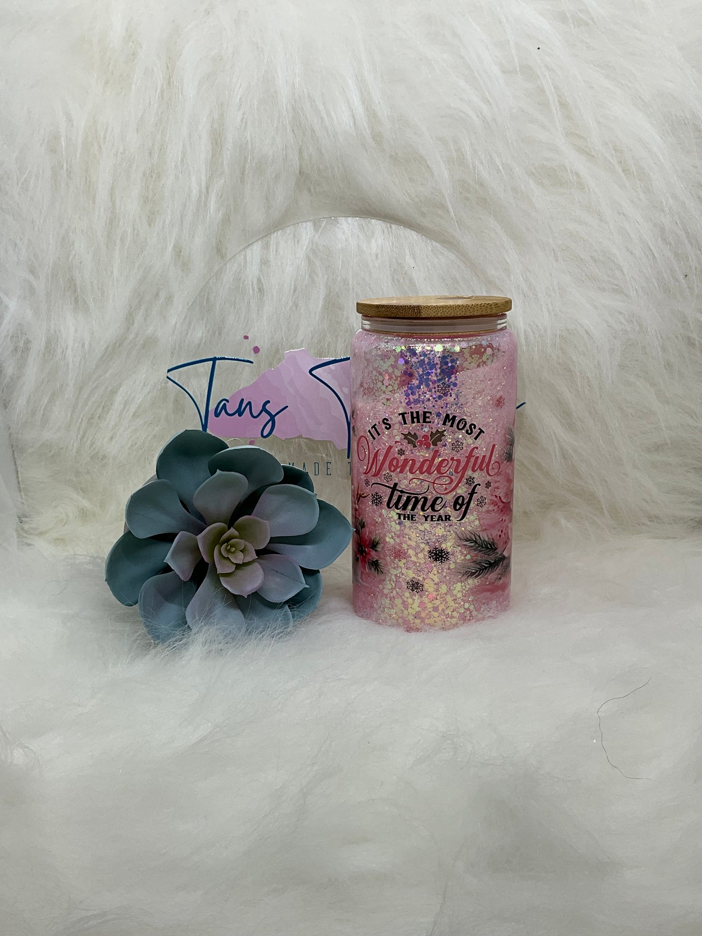 Pink Christmas Snowglobe Tumbler