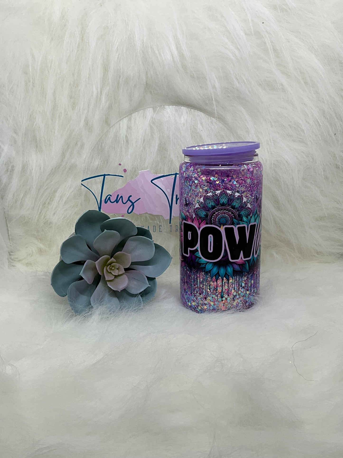 Powherful Glass SnowGlobe Libbey tumbler
