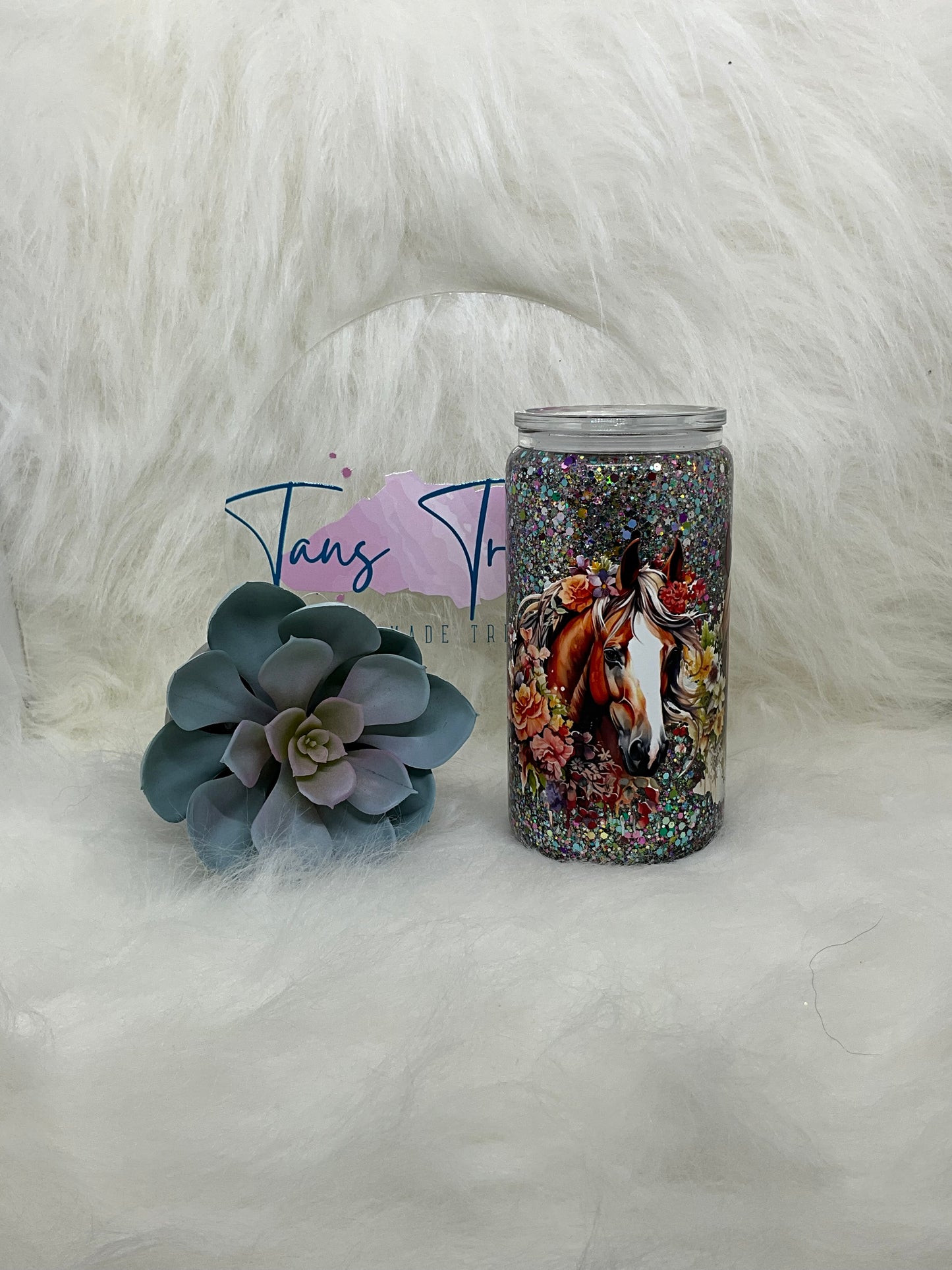 3 Horses Glass Libbey Tumbler
