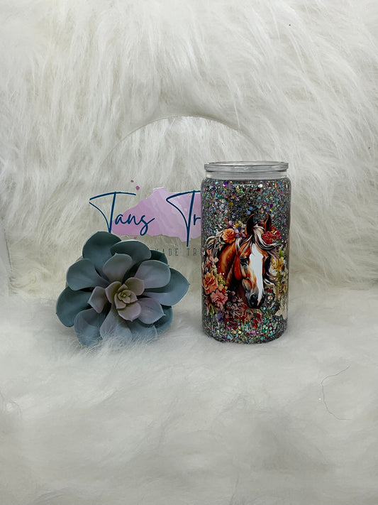 3 Horses Glass Libbey Tumbler