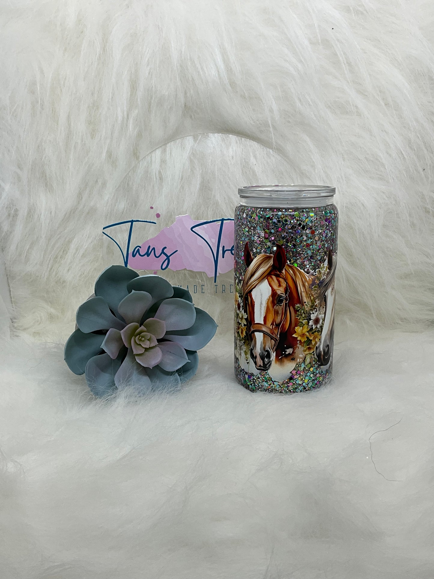 3 Horses Glass Libbey Tumbler
