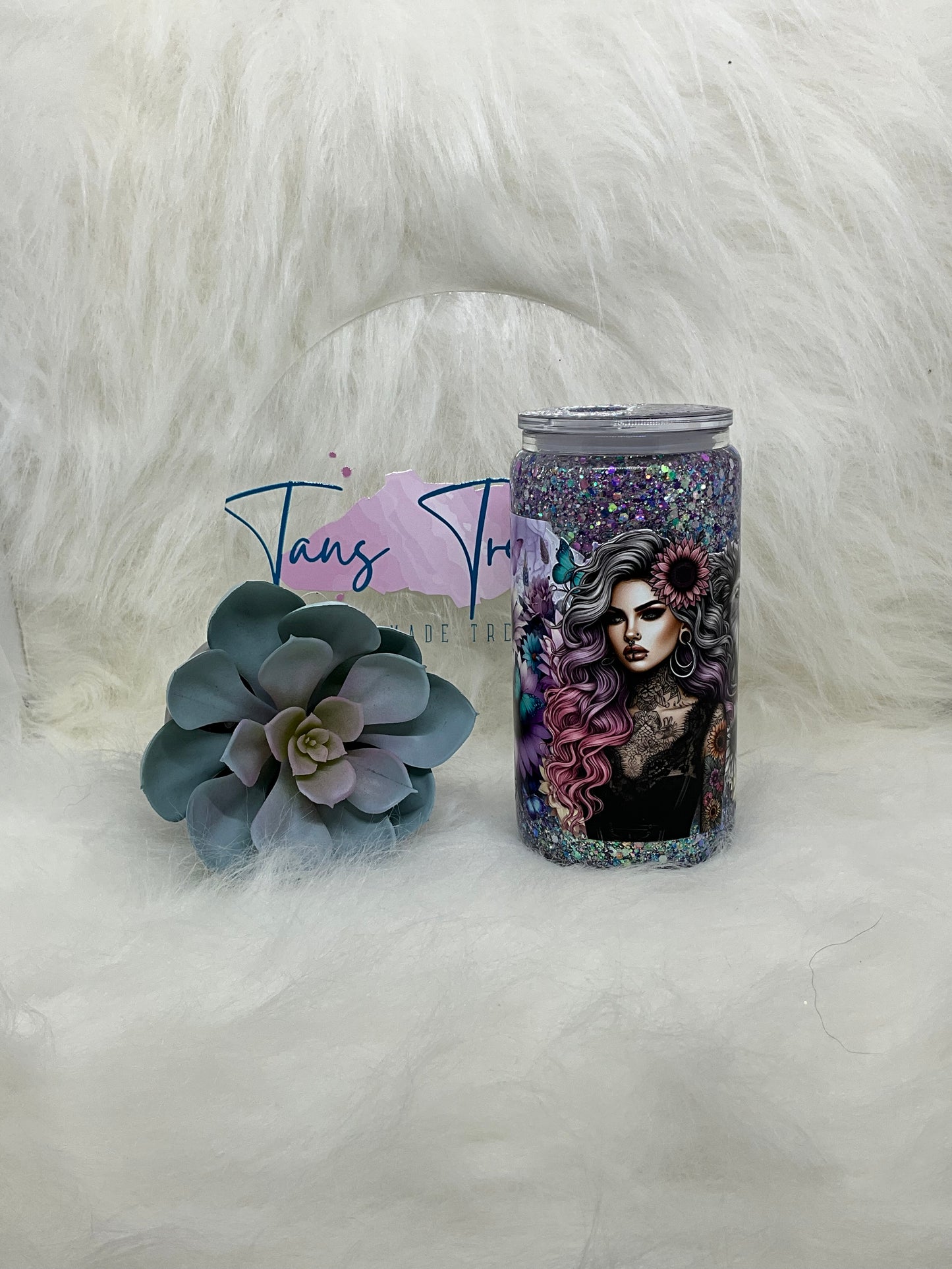 Tattooed Woman and Lion GlassTumbler