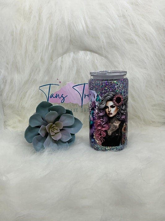 Tattooed Woman and Lion GlassTumbler