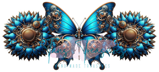 Blue steampunk butterfly